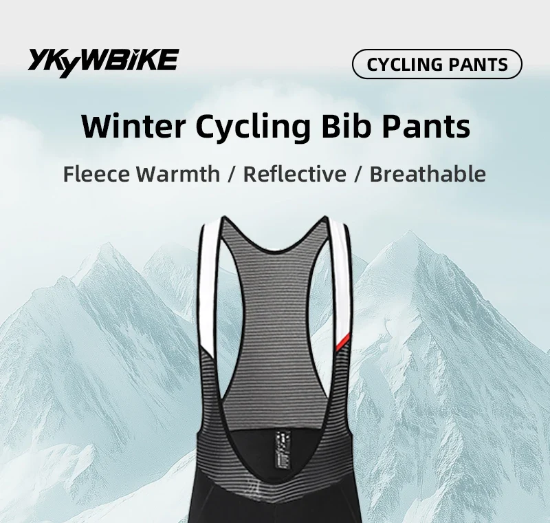 YKYWBIKE 2026 Winter Cycling Bib Tights Thermal Warmth Fleeced Road Bike Bib Long Pants 6 Hours Riding Bicycle Clothing