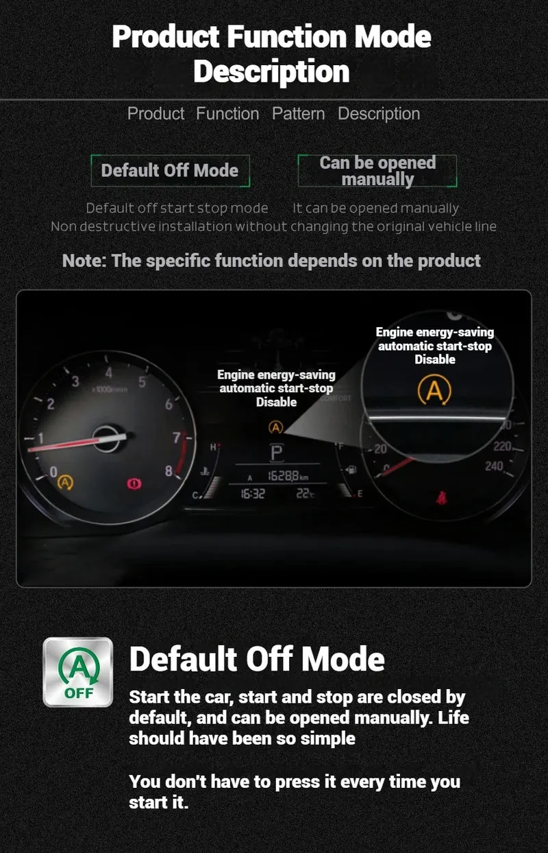 Auto Start Stop Off For Honda 10th Generation Accord Civic HRV URV CRV ZRV Inspire Breeze Crider Envix Auto Start-stop Disabler