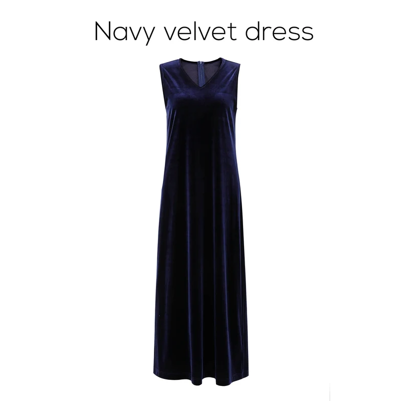 AP Women 2026 Autumn and Winter Modal Mesh Shirt and V Neck Velvet Maxi Dress High Quality