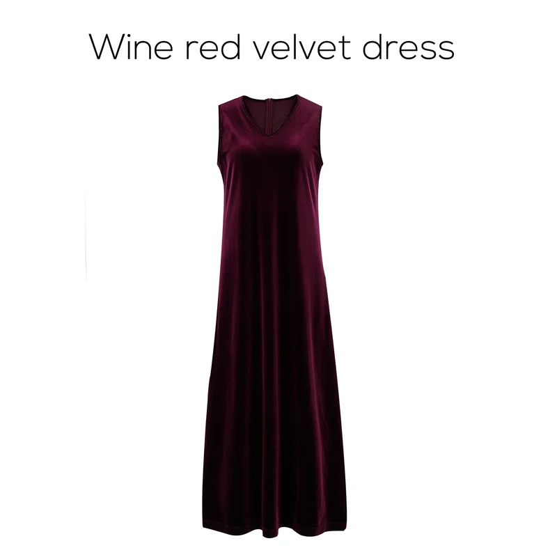 AP Women 2026 Autumn and Winter Modal Mesh Shirt and V Neck Velvet Maxi Dress High Quality