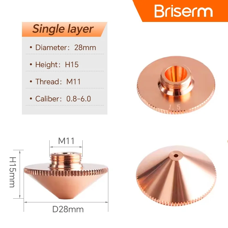 Fiber Laser Nozzle D28 D32 H15 M11 M14 Caliber 0.8-6.0 Laser Cutting Nozzle for Raytools Precitec Boci Laser Cutting Machine