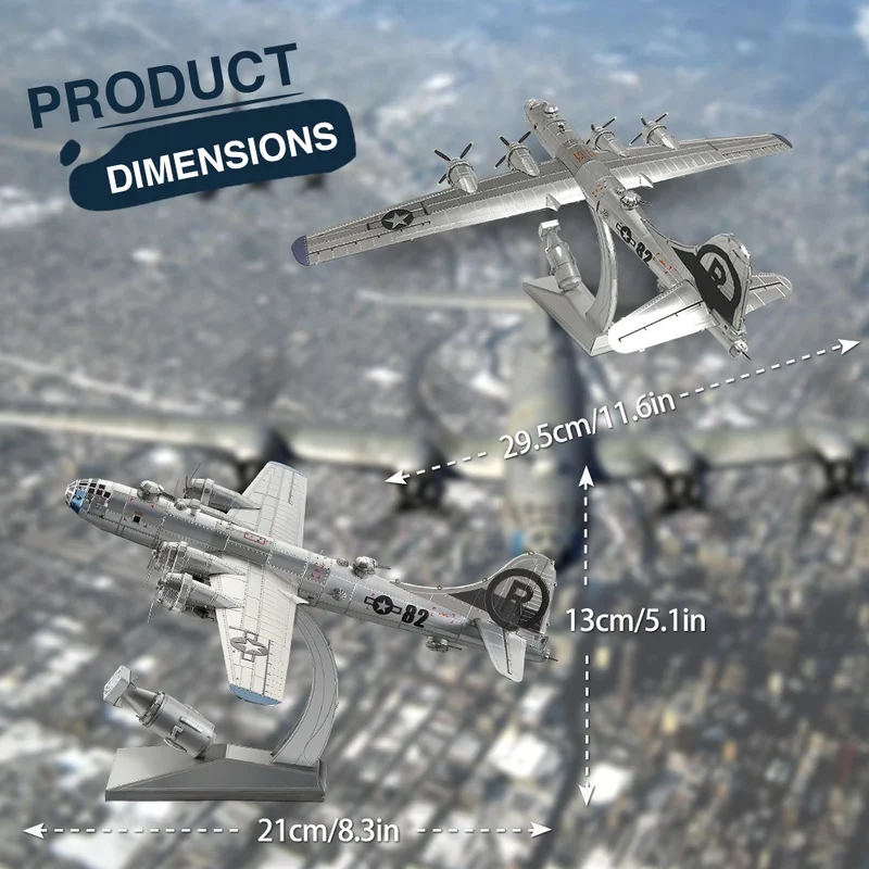 Piececool 3D Puzzles Airplane Metal Assembly Model Kits Creative Toys Jigsaw DIY for Adult Gifts 150Pcs