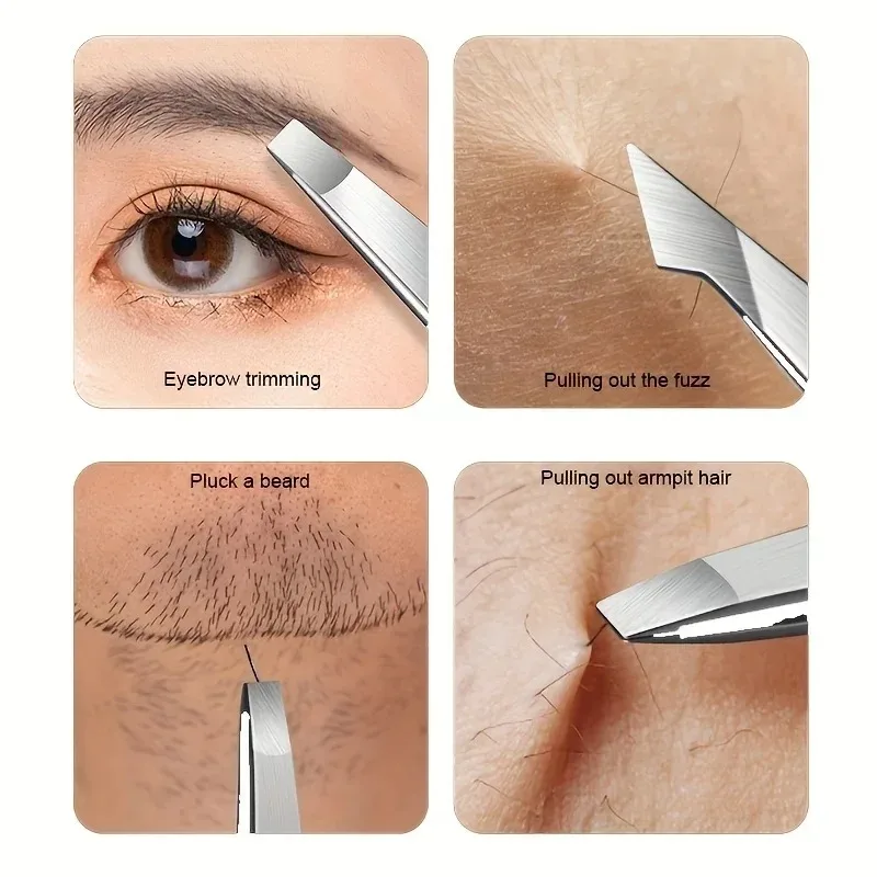 Ouriner Eyebrow Tweezers Set 4 Pcs Stainless Steel Eyebrow Forceps Professional Beauty Tool Set For Facial Hair Manicure Tool