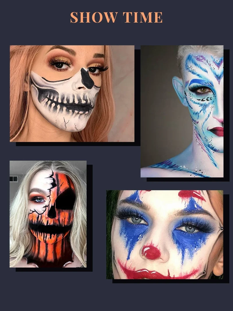 IMAGIC 12Colors Face Body Art Safe Kids Flash Tattoo Painting Halloween Christmas Party Makeup Drawing Pigment Drama Beauty Tool