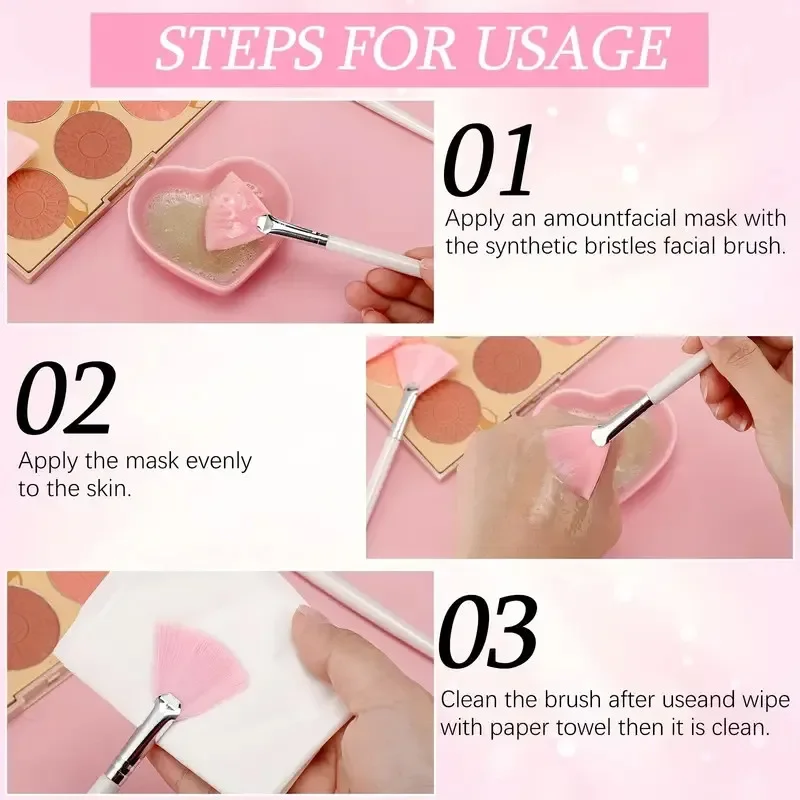 8pcs/set Facial Brushes Fan Makeup Brushes Soft Portable Mask Brushe Spa Headband Stretchable Hair Wrap Skincare Makeup Tools