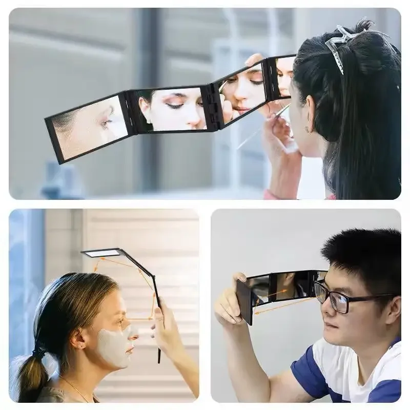 4 Way Mirror 360 Degree Handheld Desktop Portable Foldable Makeup Mirror For Self Hair Cutting Makeup Mirror Beauty Tool
