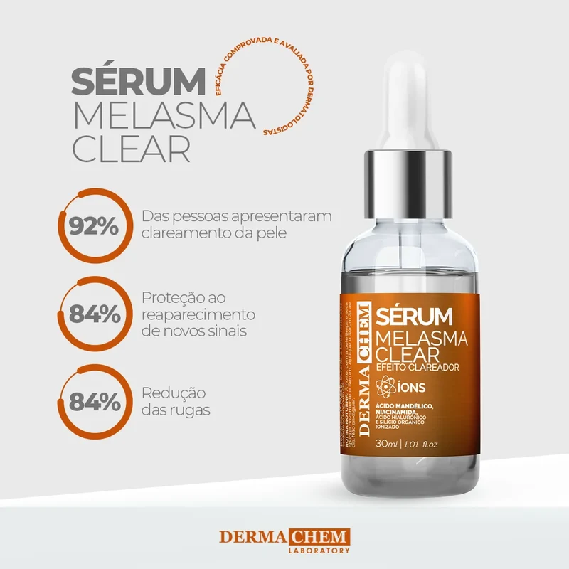 Kit 3 Skincare Vitamin C Lightening Dermachem-Clear Melasma Serum/Anti-Age Facial Gel/Facial Soap Vit C