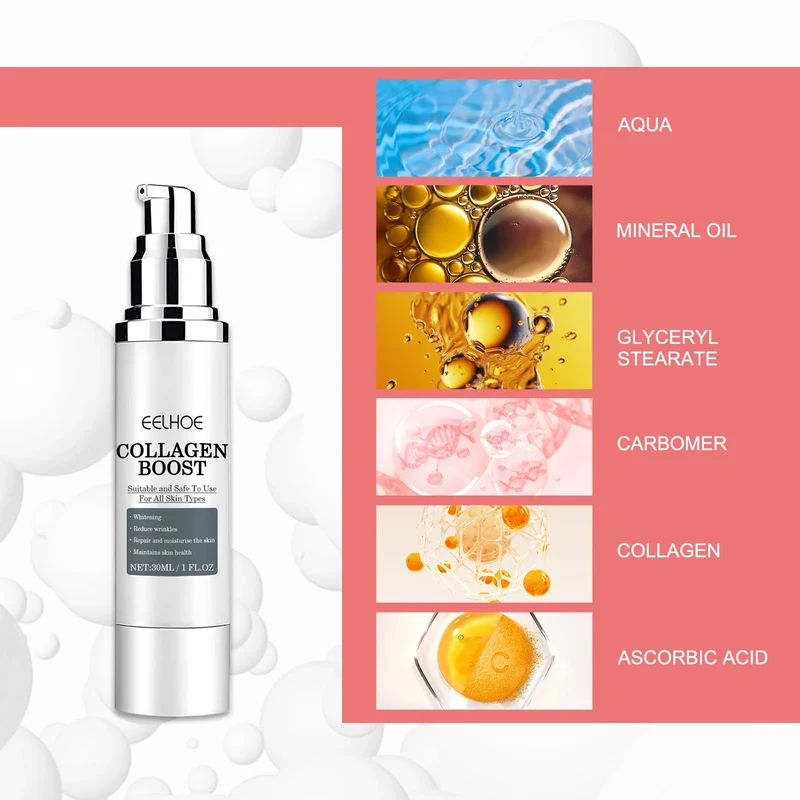 Collagen Booster Face Cream Moisturizing Firming Skin Care for Women Reduces Wrinkles Fine Lines 30ml Hyaluronic Acid Skincare