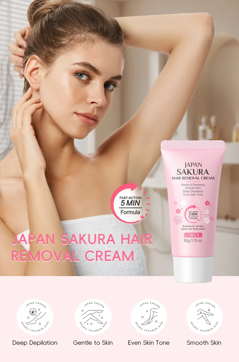 Sakura Hair Removal Cream Fast Painless Hair Growth Inhibitor Arm Armpit Legs Intimate Areas Permanent Depilatory for Men Woman