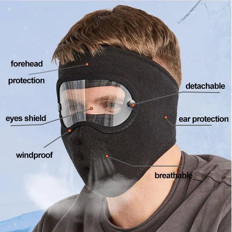 Winter Windproof Mask Thickened Warm Fleece Breathable Motorcycle Cycling Face Mask Bike Riding Sportmask Cover Goggles