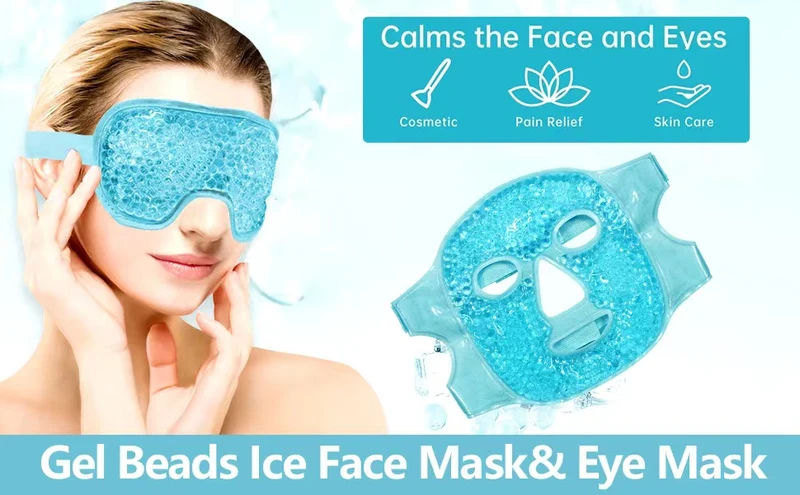 Reusable Gel Ice & Hot Compress Facial Mask Ice Gel Eye Face Mask SPA Massager Relaxation Tool for Men and Women Perfect Gift