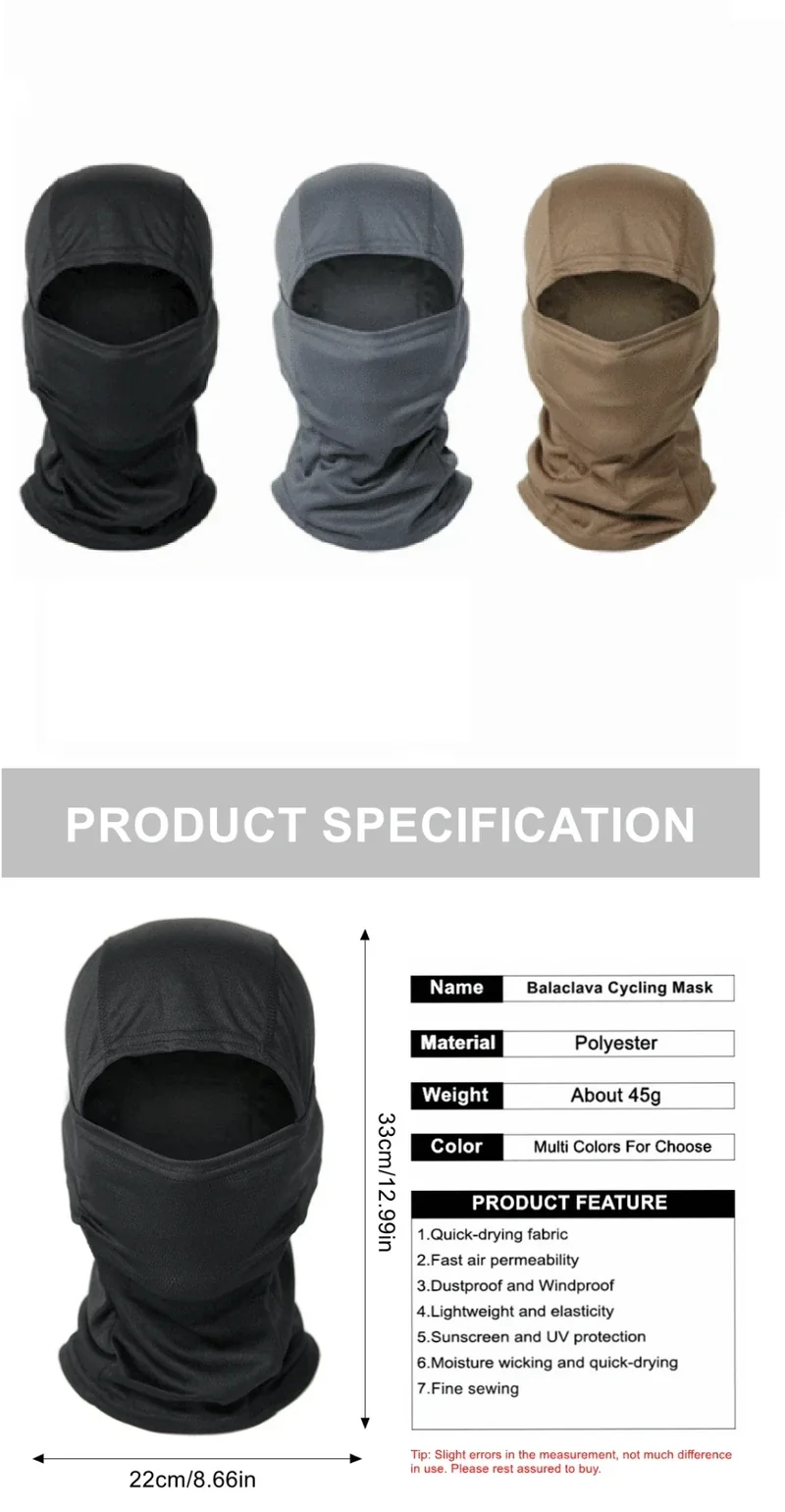1PC Ski Mask Balaclava Cycling Windproof Full Face Mask Outdoor Hunting Hiking Army Head Warm Shield Skiing Scarf