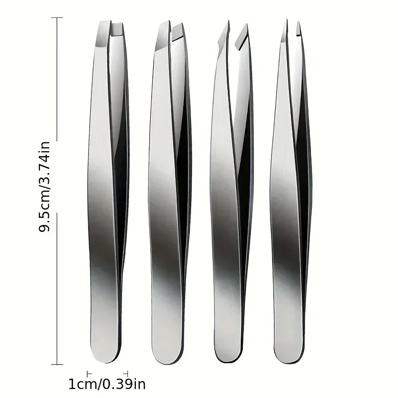 Ouriner Eyebrow Tweezers Set 4 Pcs Stainless Steel Eyebrow Forceps Professional Beauty Tool Set For Facial Hair Manicure Tool