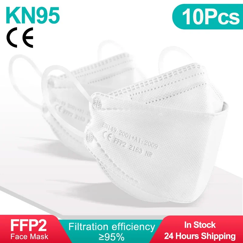 Adult Fish Shape Certified KN95 FFP2 Mask 4 Layers Black Fabric Mascarillas Mouth FPP2 Face Mask KN95 Filter Respirator ffp2mask