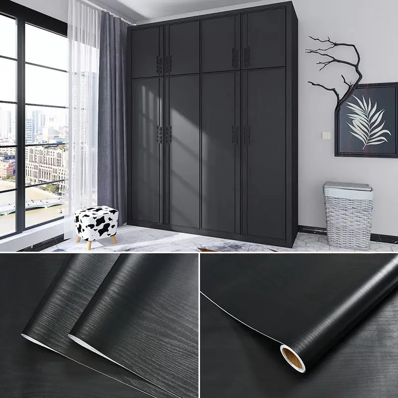 PVC Waterproof Self Adhesive Wallpaper Wall in Rolls Furniture Cabinets Vinyl Decorative Film Wood Grain Stickers For Home Decor