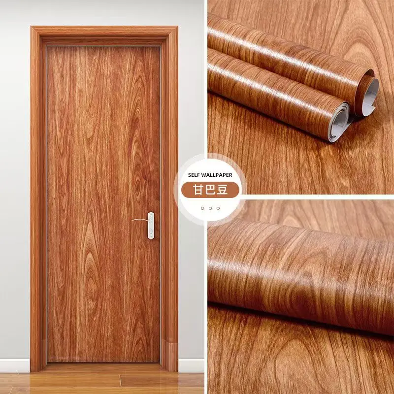 PVC Waterproof Self Adhesive Wallpaper Wall in Rolls Furniture Cabinets Vinyl Decorative Film Wood Grain Stickers For Home Decor
