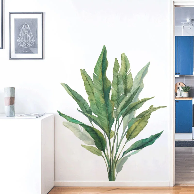16 Styles Large Tropical Green Plants Wall Stickers Palm Leaves PVC Living Room Art Vinyl Poster Wallpaper Home Decoration Mural