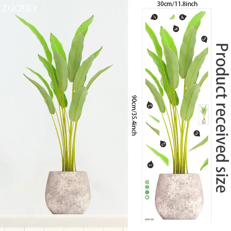 16 Styles Large Tropical Green Plants Wall Stickers Palm Leaves PVC Living Room Art Vinyl Poster Wallpaper Home Decoration Mural