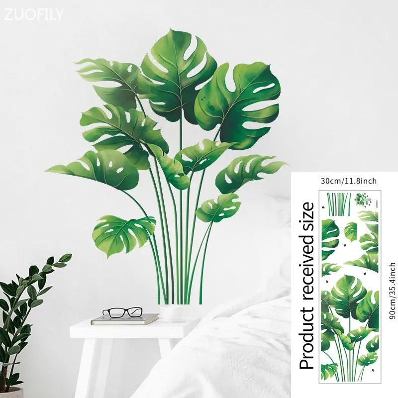 16 Styles Large Tropical Green Plants Wall Stickers Palm Leaves PVC Living Room Art Vinyl Poster Wallpaper Home Decoration Mural