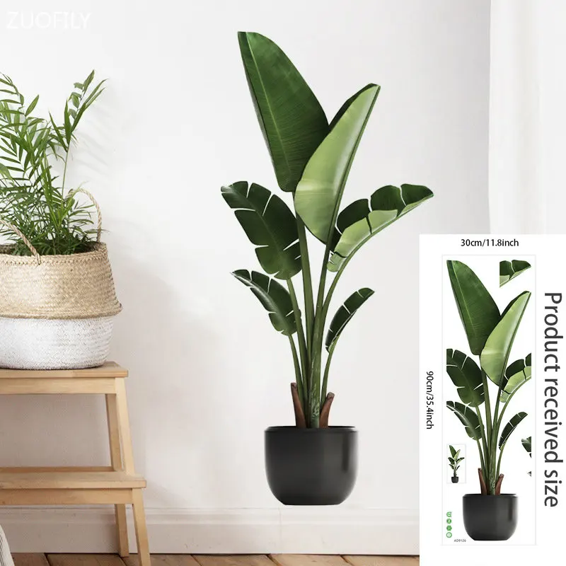 16 Styles Large Tropical Green Plants Wall Stickers Palm Leaves PVC Living Room Art Vinyl Poster Wallpaper Home Decoration Mural