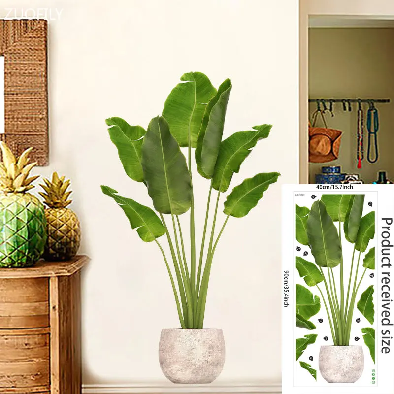 16 Styles Large Tropical Green Plants Wall Stickers Palm Leaves PVC Living Room Art Vinyl Poster Wallpaper Home Decoration Mural