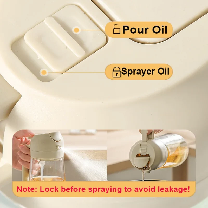 Oil Sprayer Kitchen Spray Oil Polisher 2in1 500ml Plastic Oil Sprayer Bottle Spray Dispenser Cruet BBQ Kitchen Baking Roasting