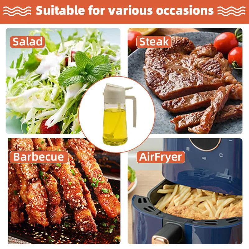 Oil Sprayer Kitchen Spray Oil Polisher 2in1 500ml Plastic Oil Sprayer Bottle Spray Dispenser Cruet BBQ Kitchen Baking Roasting