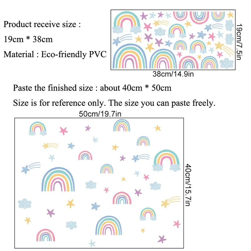 Rainbow Clouds Stars Luminous Wall Sticker Baby Kids Room Decoration Decals Bedroom Background Decor Glow In The Dark Wallpaper