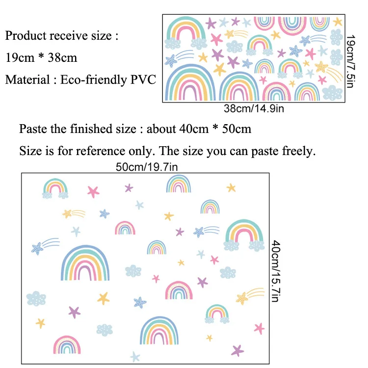 Rainbow Clouds Stars Luminous Wall Sticker Baby Kids Room Decoration Decals Bedroom Background Decor Glow In The Dark Wallpaper