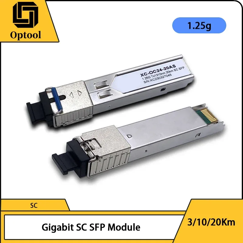 FTTH 1.25G RJ45 SFP 3/10/20km Gigabit Module 10GBase-Tx Ethernet Fiber Optic Module FTTH Compatible with Cisco/Mikrotik Switch