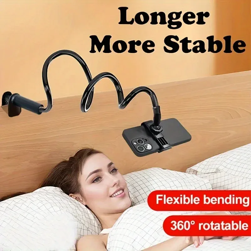 360Rotating Phone Holder Adjustable Long Arm Bed Desk Mount Cellphone Stand 10in Multifunctional Lazy Bracket Strong Grip