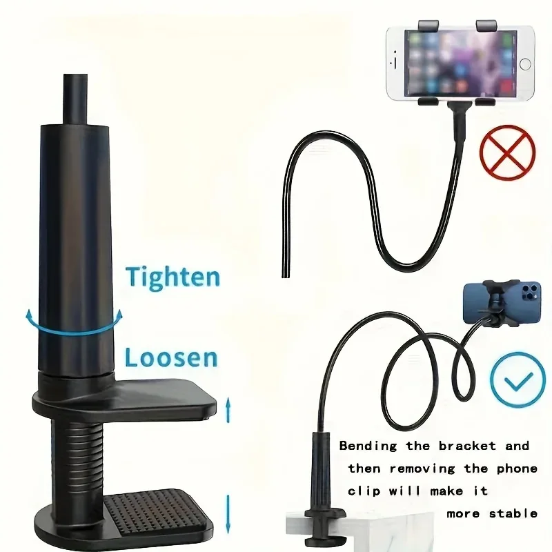 360Rotating Phone Holder Adjustable Long Arm Bed Desk Mount Cellphone Stand 10in Multifunctional Lazy Bracket Strong Grip