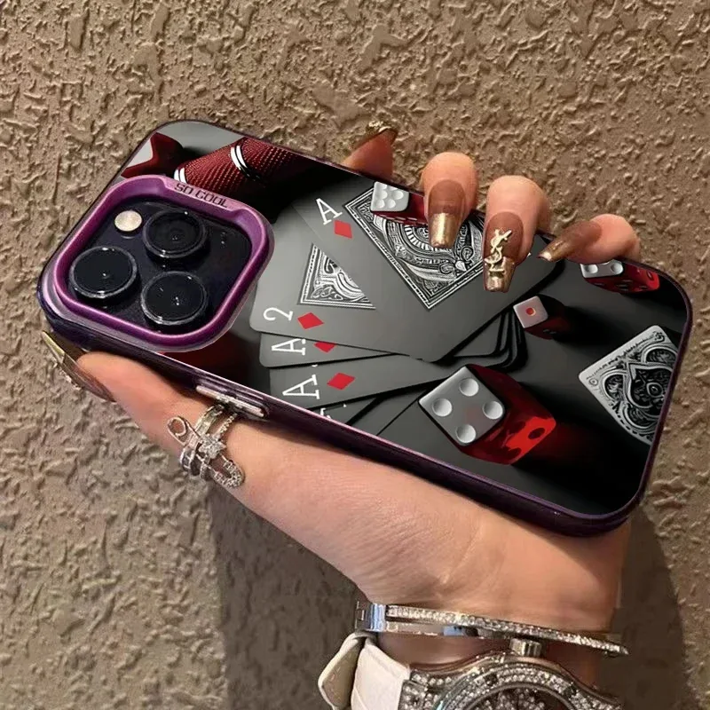 Poker For iphon 16 15 Plus X XR XS Max 11 12 13 Pro 16 Pro Max X XR XS Shockproof Ultra-Thin Hard Cover Protective Phone Case