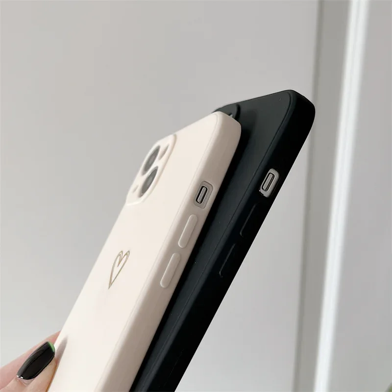 Crossbody Lanyard Silicone Phone Case For iPhone 15 14 11 12 13 Pro Max Mini 8 7 6 Plus 10 X Xr Xs Max SE 2020 Love Heart Cover