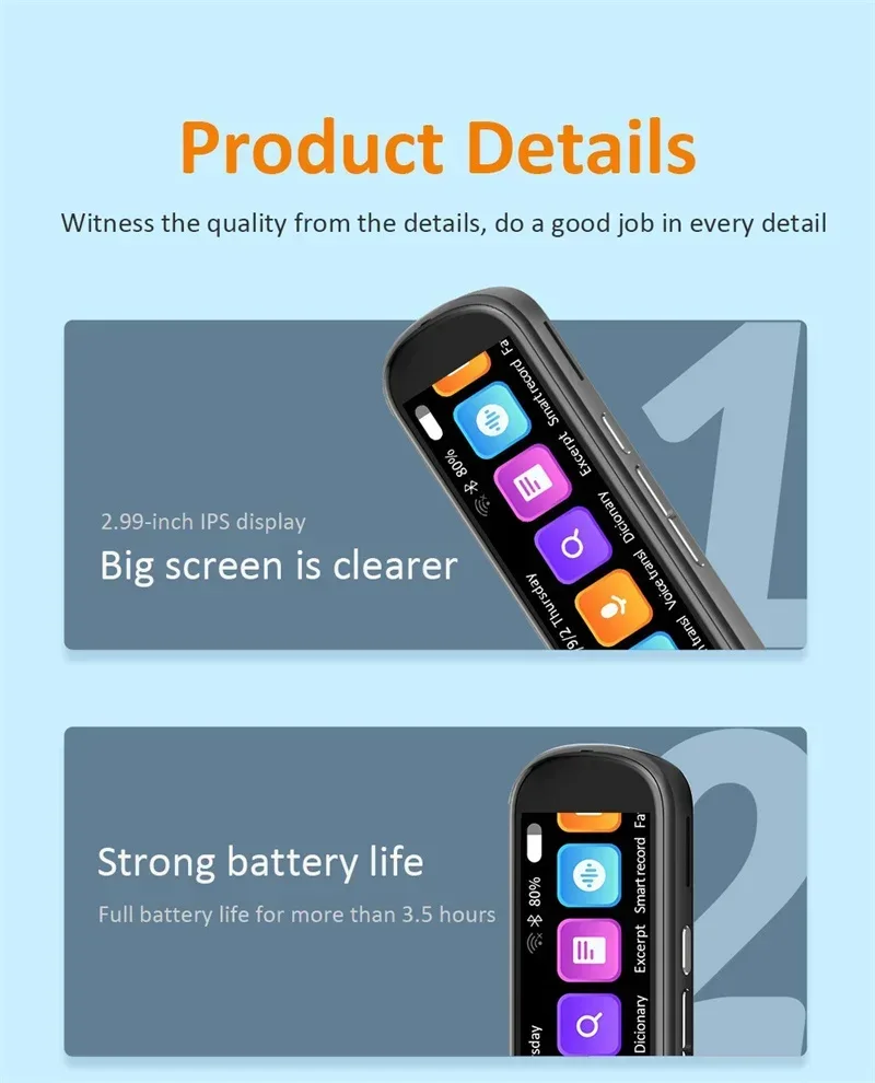 X10 Point Reading Translation Pen 3.76 Inches 142 Language Electronic Voice Scanning Pen Mutual Translation Dictionary Pen