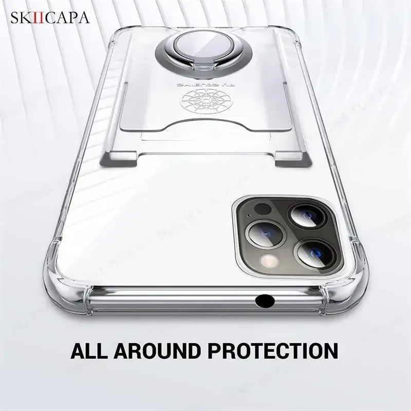 Ring Holder Wallet Card Slot Phone Case for Xiaomi 14T 14 Pro Airbag Shockproof Soft Silicone Transparent Cover for Redmi 14C 4G