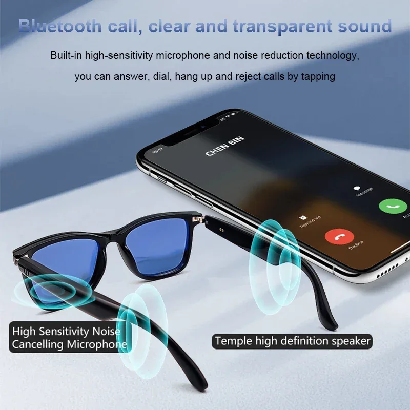 CLLOIO Bluetooth Smart Prescription Glasses Magnet Clip On Polarized Myopia Eyewear Anti Blue Light Progressive Reading Glasses