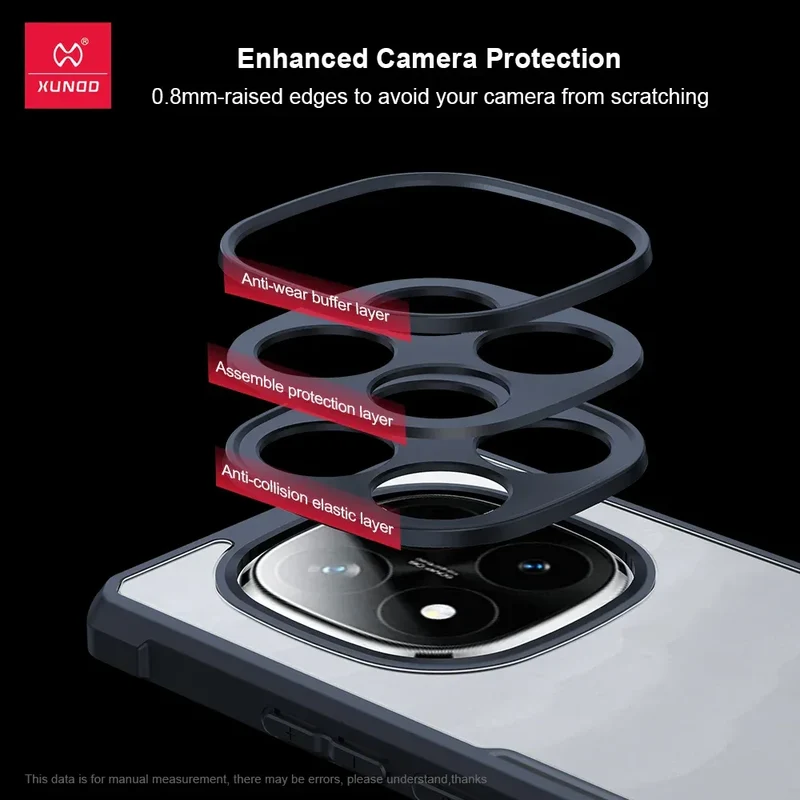 Xundd Phone Case For Xiaomi Redmi Note 14 Pro Shockproof Bumper Protective Cases Luxury Plain Transparent Cover,For Redmi Note14