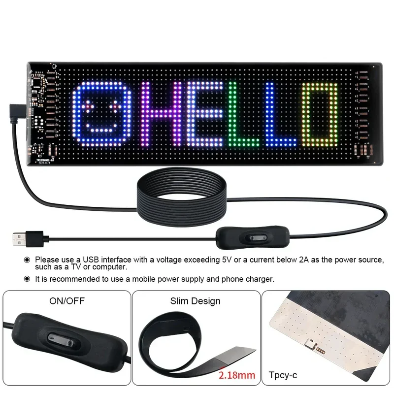 LED Scrolling Advertising Display RGB USB App Bluetooth DIY Devil Eye Overlength Matrix Pixel Panel Pattern Animation Display