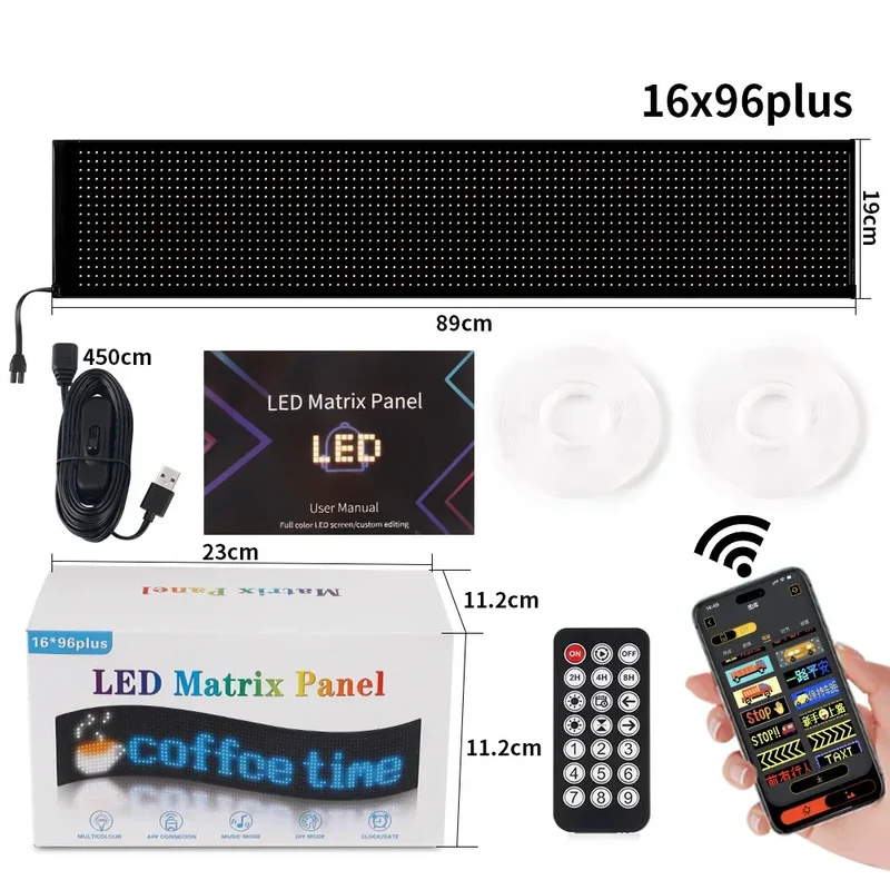 LED Scrolling Advertising Display RGB USB App Bluetooth DIY Devil Eye Overlength Matrix Pixel Panel Pattern Animation Display