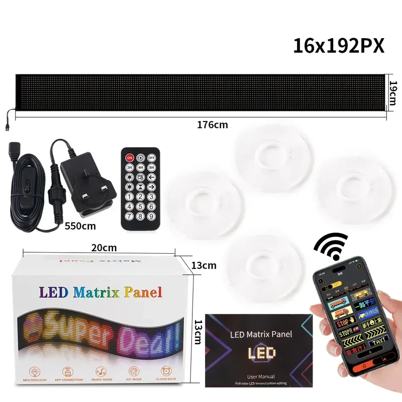 LED Scrolling Advertising Display RGB USB App Bluetooth DIY Devil Eye Overlength Matrix Pixel Panel Pattern Animation Display
