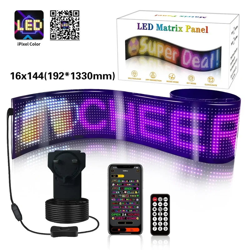LED Scrolling Advertising Display RGB USB App Bluetooth DIY Devil Eye Overlength Matrix Pixel Panel Pattern Animation Display