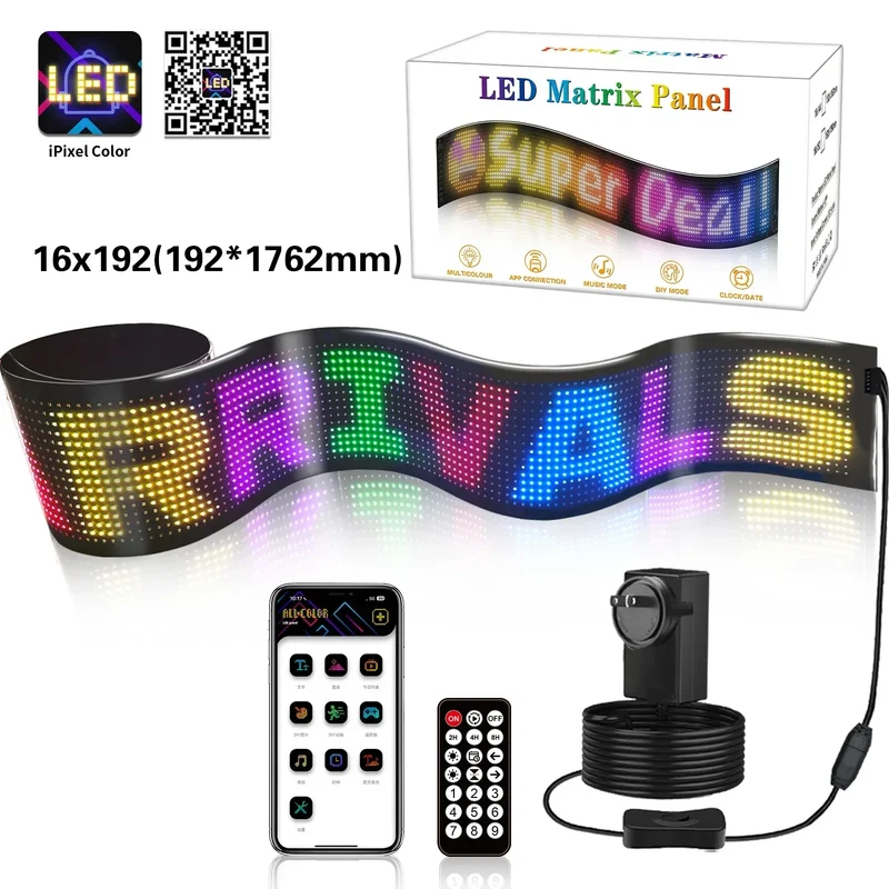 LED Scrolling Advertising Display RGB USB App Bluetooth DIY Devil Eye Overlength Matrix Pixel Panel Pattern Animation Display