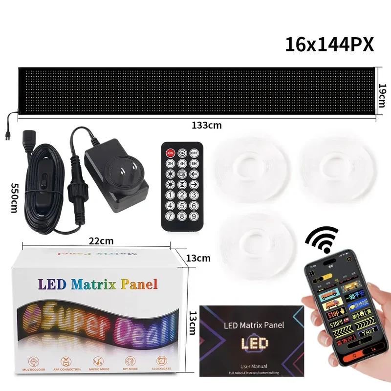 LED Scrolling Advertising Display RGB USB App Bluetooth DIY Devil Eye Overlength Matrix Pixel Panel Pattern Animation Display