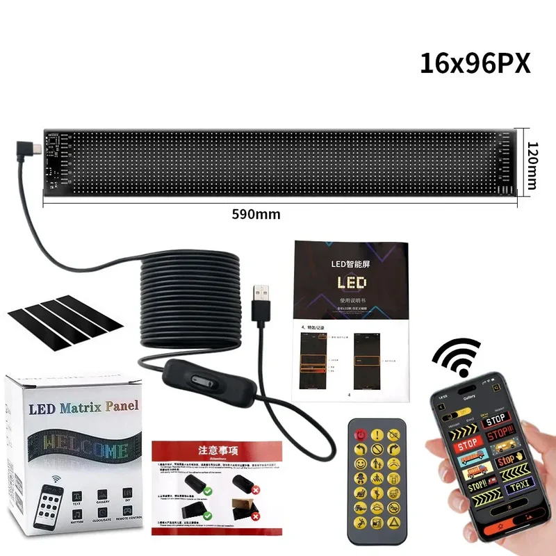 LED Scrolling Advertising Display RGB USB App Bluetooth DIY Devil Eye Overlength Matrix Pixel Panel Pattern Animation Display