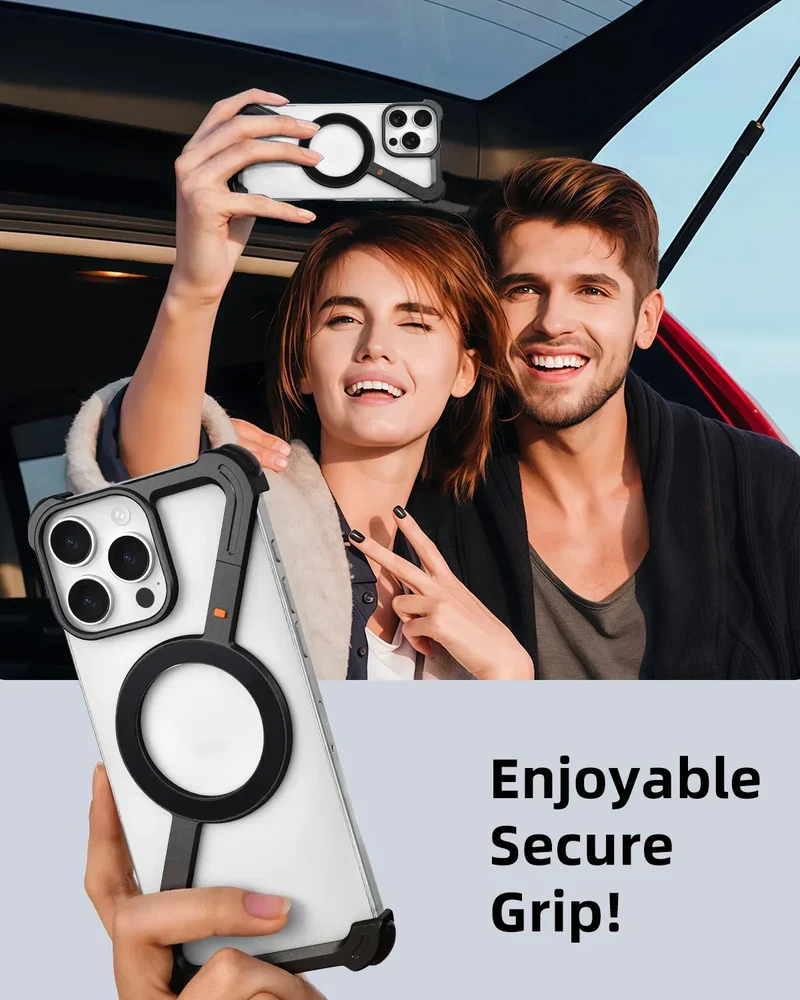Eary Aluminum Alloy Z-Shape Phone Case for iPhone 16 Pro Max Metal Frameless Magnetic Bumper Minimalist Slim Protective Cover