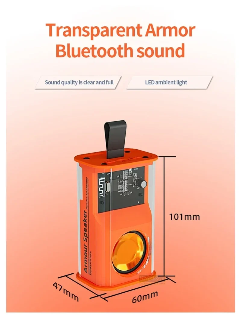 Bluetooth Speaker K08 LED Flashing Soundbar Portable Outdoor Indoor Subwoofer Loudspeaker Support TF Card FM Radio Waterproof