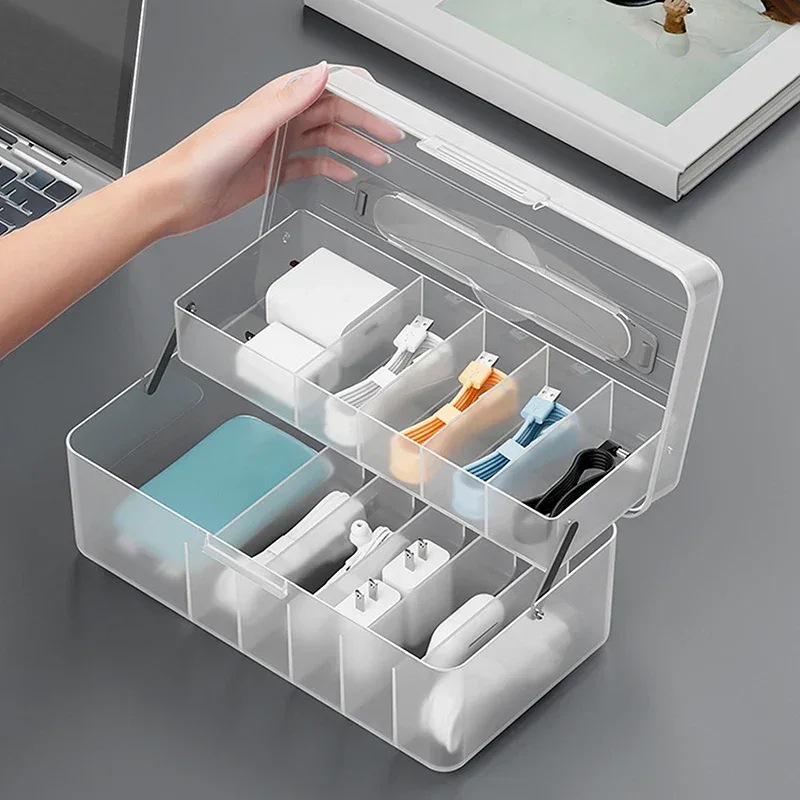 1pc Data Cable Storage Box Power Charging Cable Mobile Phone Charger Plug Organizer Desktop Cable Management Bobbin Winder