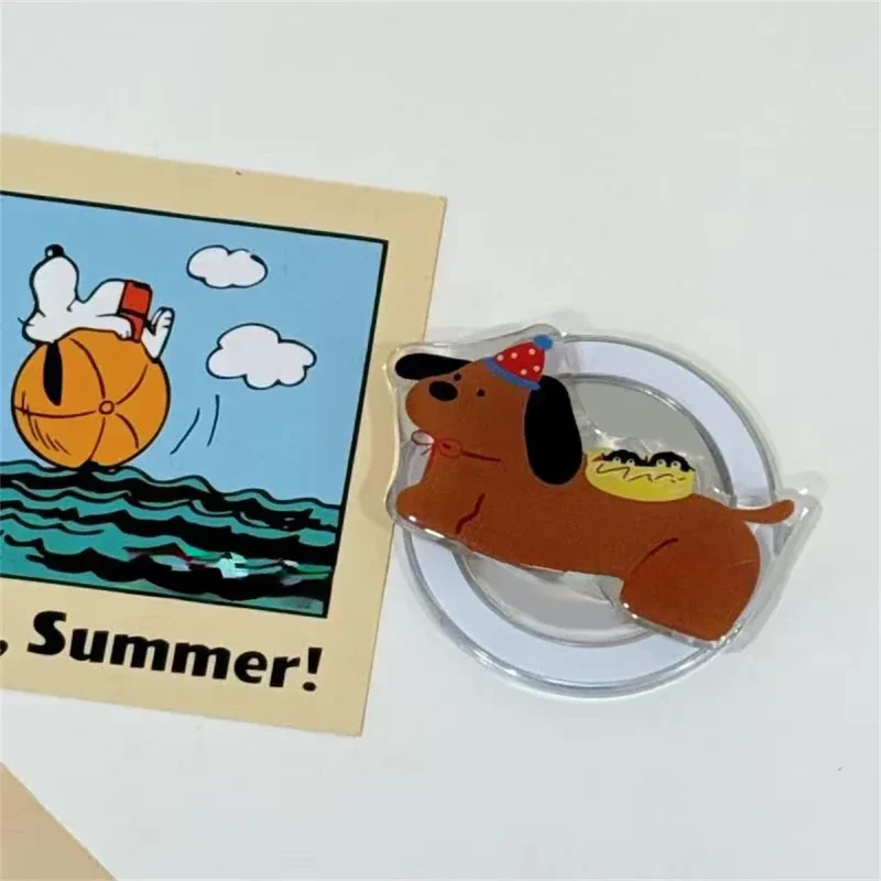 Cute Dachshund Dog Magnetic Holder Grip Tok Griptok Phone Stand Holder Support For iPhone For Pad Magsafe Smart Tok