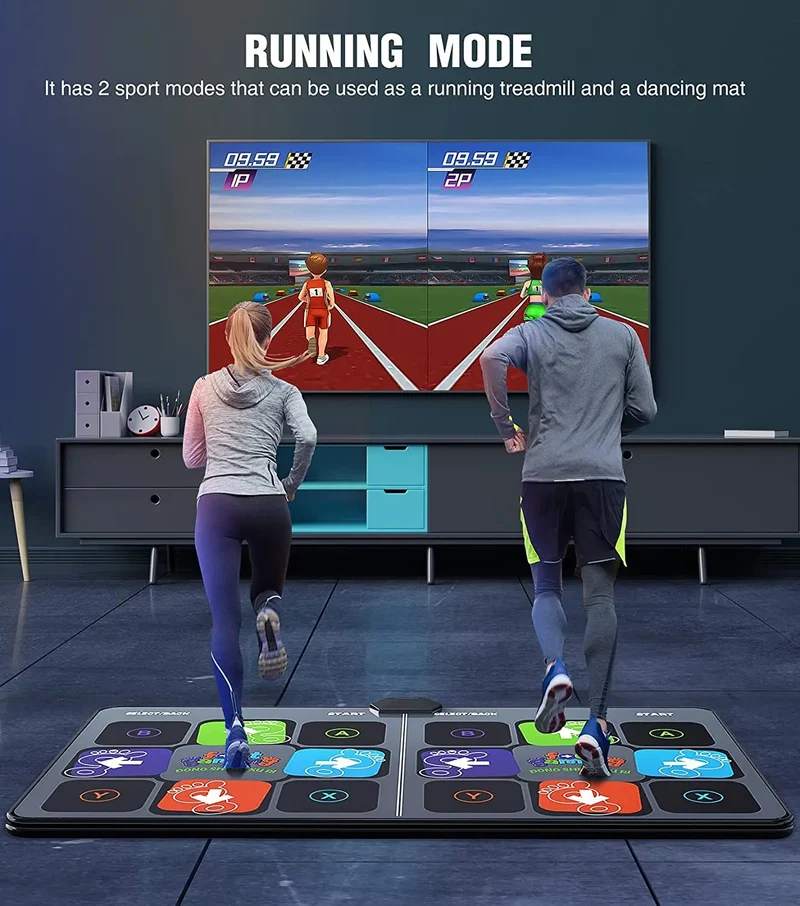 Dance Mat Game for TV/PC Family Sports Video Game Anti-slip Music Fitness Carpet Wireless Double Controller Folding Dancing Pad